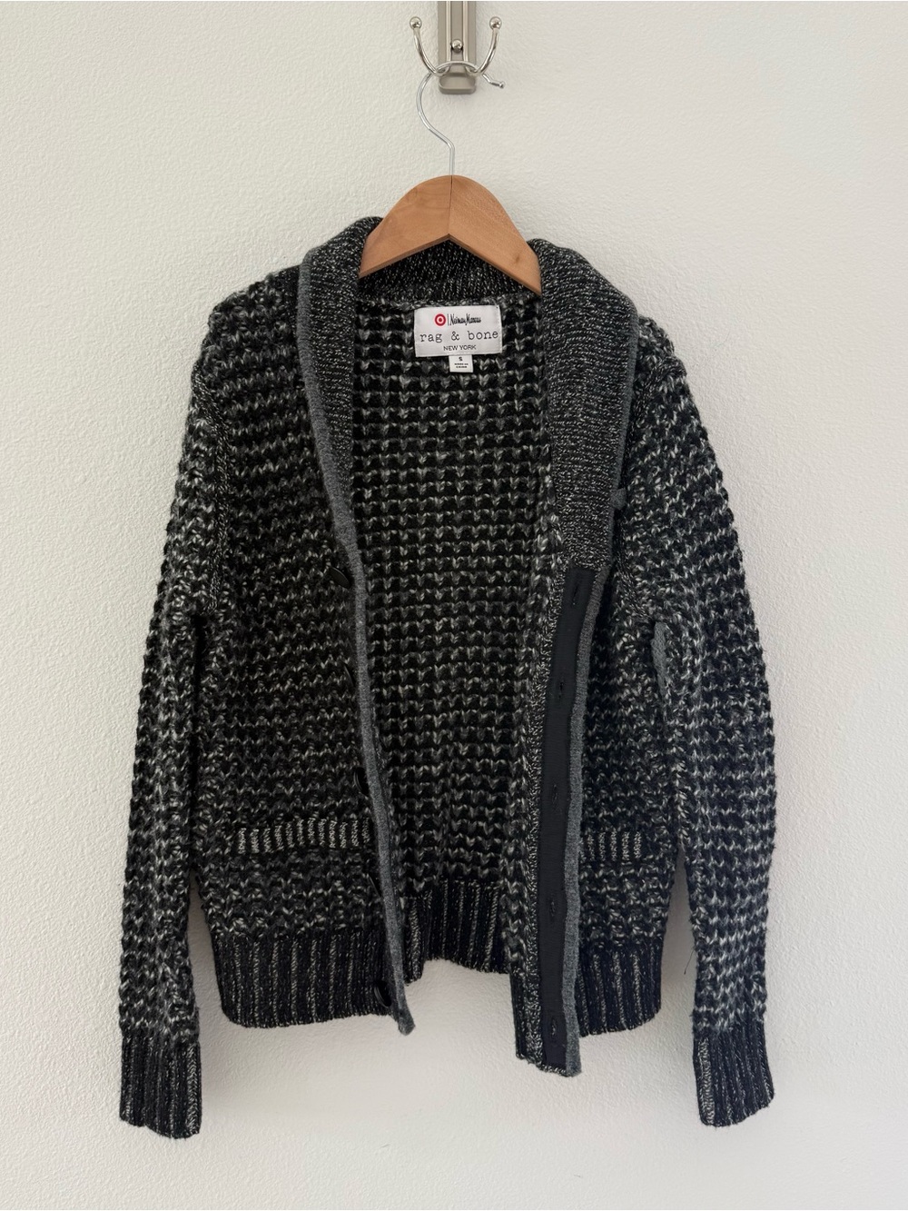 rag & bone Marled Black and White Knit Cardigan